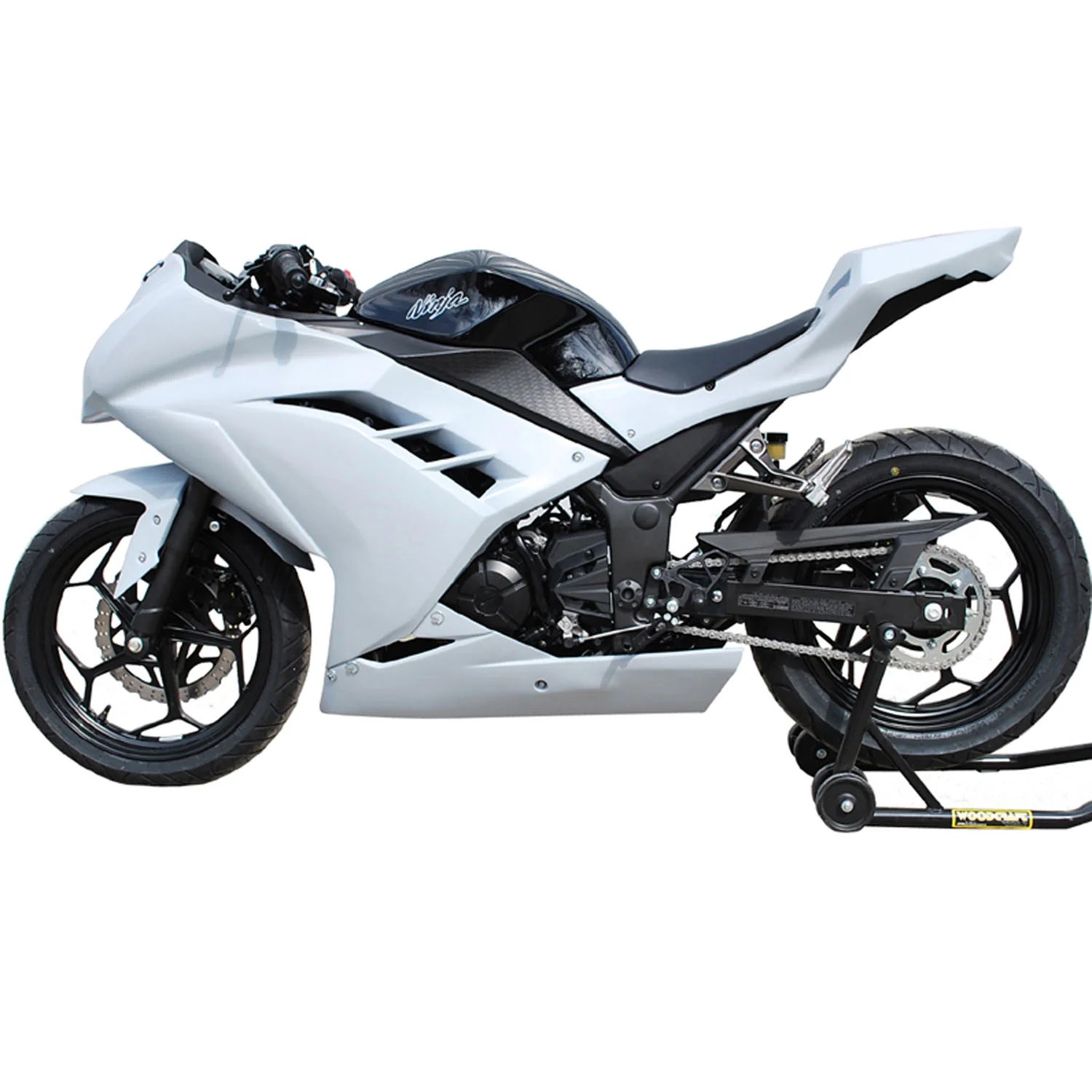 Kawasaki Ninja 300 Supersport Bike with full kit installed side view